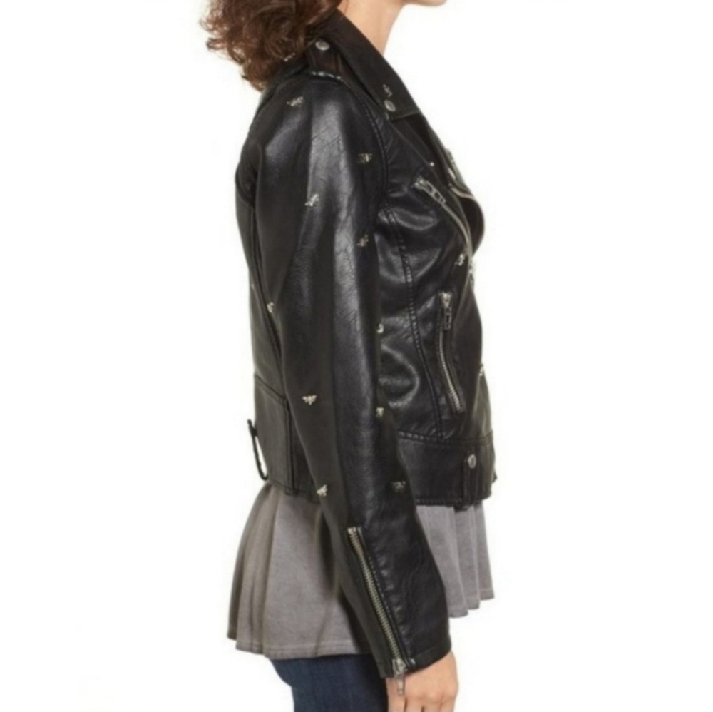 Blank NYC Black Dragonfly Vegan Leather Moto Jacket Size XS - Picture 5 of 9